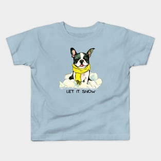 LET IT SNOW - Boston Terrier Kids T-Shirt